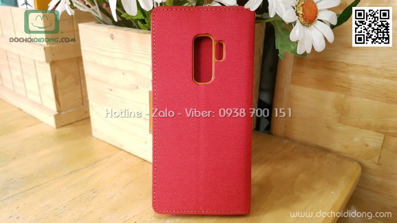 Bao da Samsung S9 Plus Mercury Canvas Diary vân vải nhét card