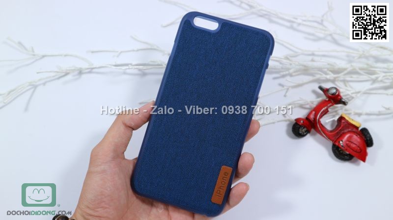 Ốp lưng iPhone 6 6s Plus dẻo vân vải bố