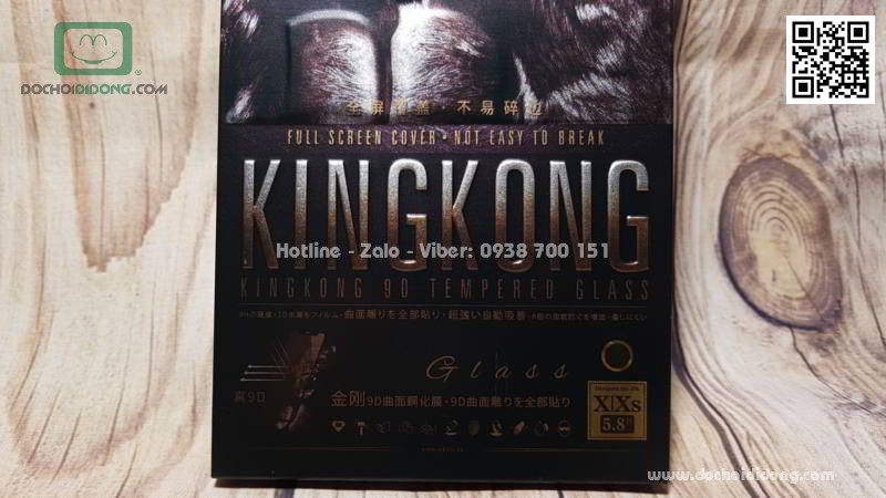 Dán cường lực iPhone X XS KingKong hộp sắt chính hãng