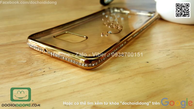 Ốp lưng Samsung Galaxy S6 Edge Plus dẻo trong đính đá