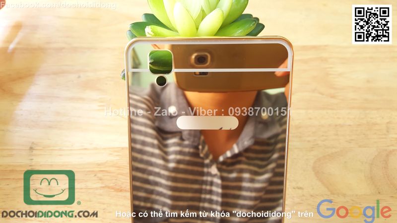 Ốp lưng OPPO F1 viền nhôm lưng tráng gương