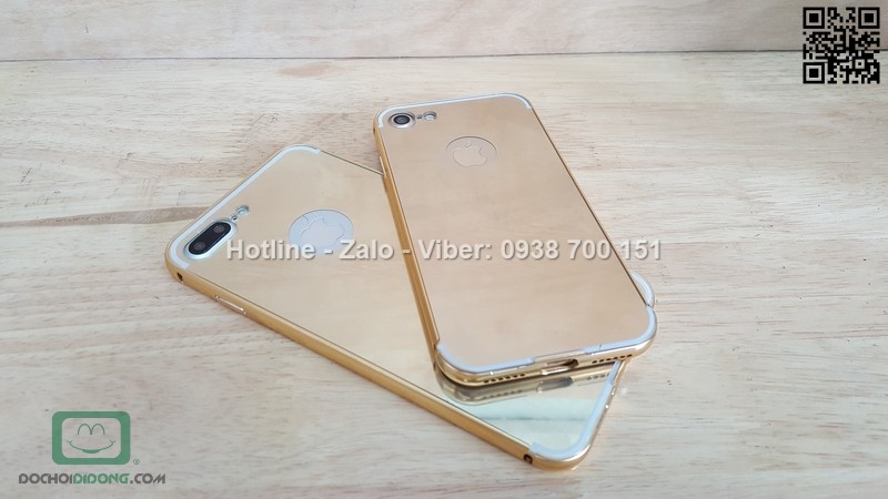 Ốp lưng iPhone 8 Plus viền nhôm lưng tráng gương
