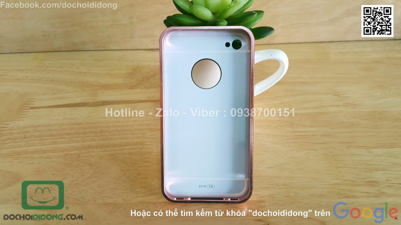 Ốp lưng iPhone 4 4s viền nhôm lưng tráng gương