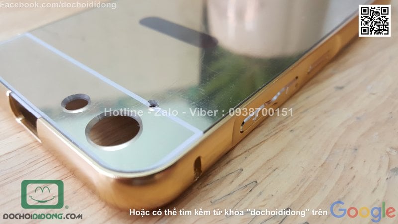 Ốp lưng Lenovo K5 Plus viền nhôm lưng tráng gương