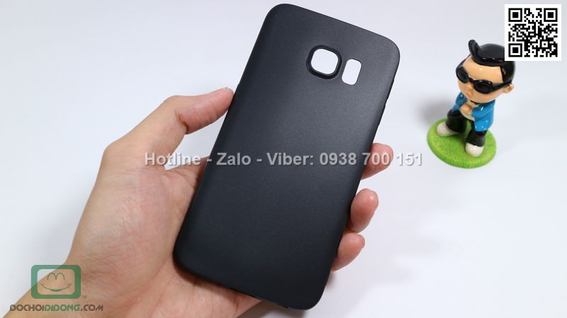 Ốp lưng Samsung Galaxy S6 Edge dẻo nhám đen siêu mỏng bảo vệ camera