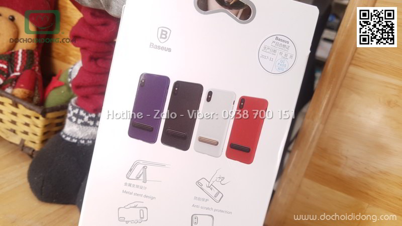 Ốp lưng iPhone X XS Baseus Happy Watching Supporting có chống lưng