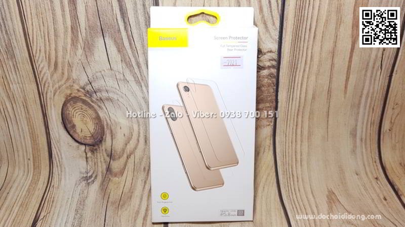 Miếng dán cường lực mặt lưng iPhone Xs Baseus trong suốt 9H