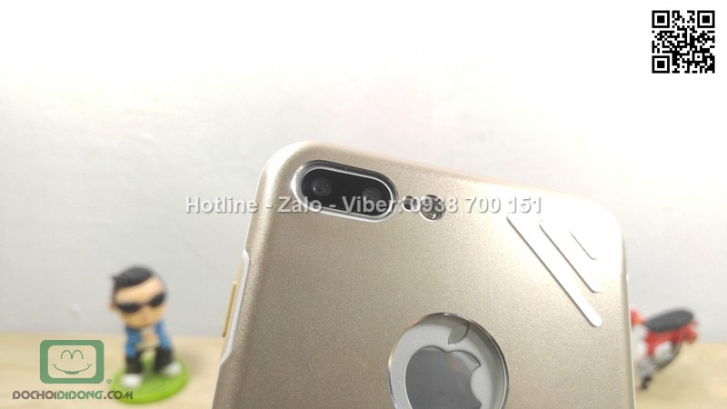 Ốp lưng iPhone 8 Plus vỏ nhôm chống sốc có nhẫn đeo tay