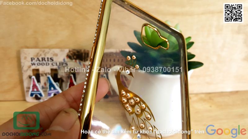 Ốp lưng Samsung Galaxy A9 đính đá hình con công