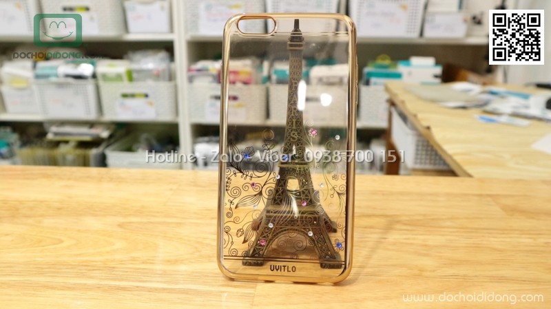 Ốp lưng iPhone 6 Plus Uyitlo dẻo cao cấp đính đá hình con chim