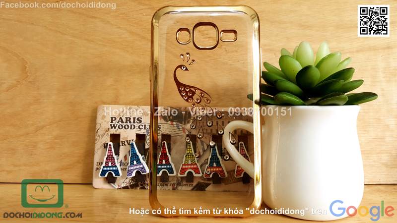 Ốp lưng Samsung Galaxy J5 đính đá hình con công