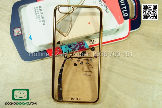 Ốp lưng iPhone 6 Plus Uyitlo dẻo cao cấp đính đá hình con chim