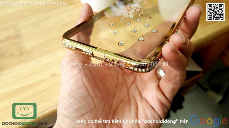 Ốp lưng Samsung Galaxy S6 Edge Plus dẻo trong đính đá