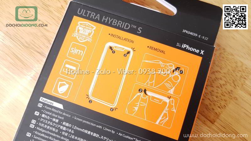 Ốp lưng iPhone X XS Spigen Ultra Hybrid có chống lưng