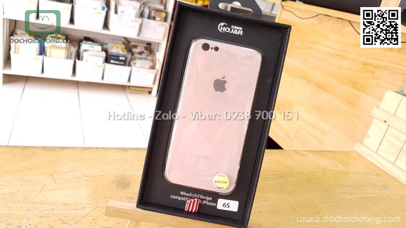 Ốp lưng iPhone 6 6S Hojar lưng kính cường lực viền mềm