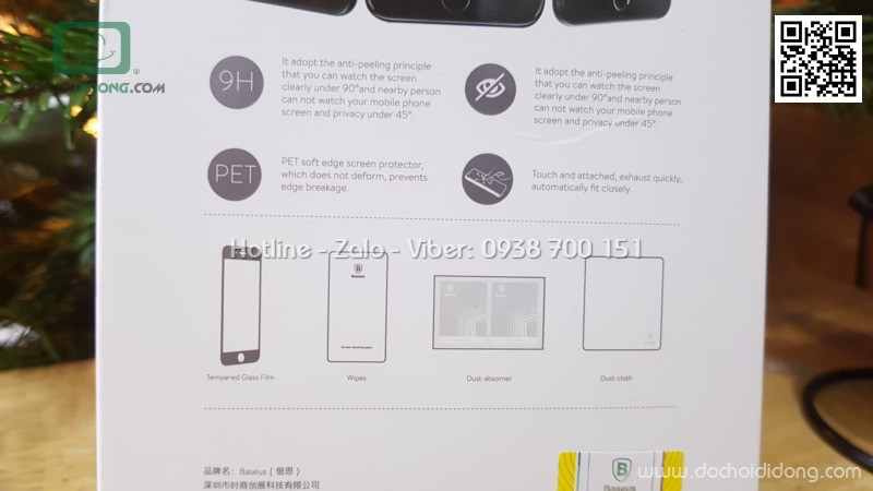 Miếng dán cường lực chống nhìn trộm iPhone 7 Plus Baseus full màn hình