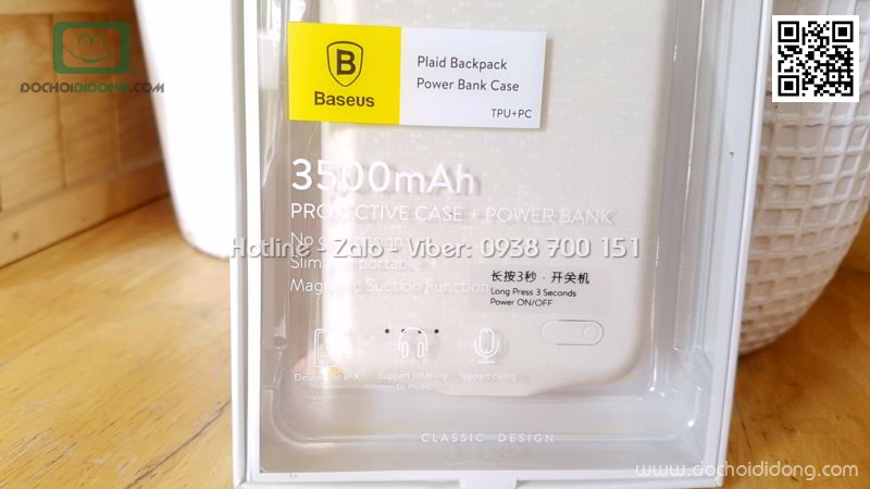 Ốp lưng sạc dự phòng iPhone X Baseus 3500mah