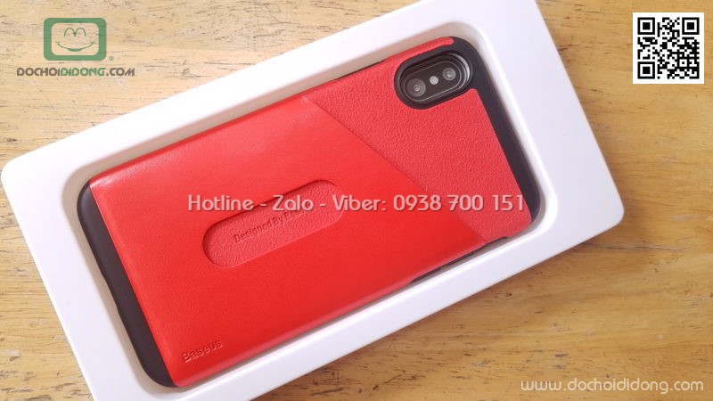 Ốp lưng iPhone X Baseus lưng vải nhét card