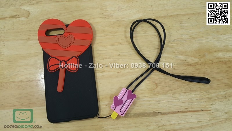 Ốp lưng iPhone 7 Plus dẻo hình thú có dây đeo