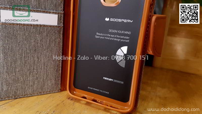 Bao da Samsung S9 Plus Mercury Canvas Diary vân vải nhét card