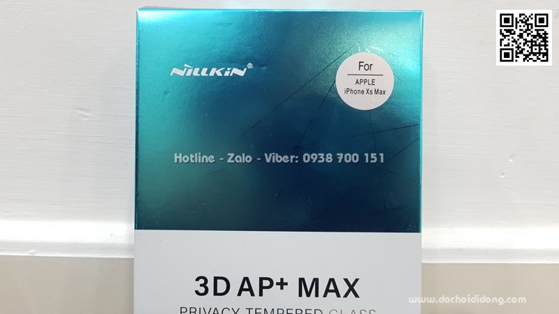 Miếng dán cường lực chống nhìn trộm iPhone XS Max Nillkin 3D AP Max full màn hình