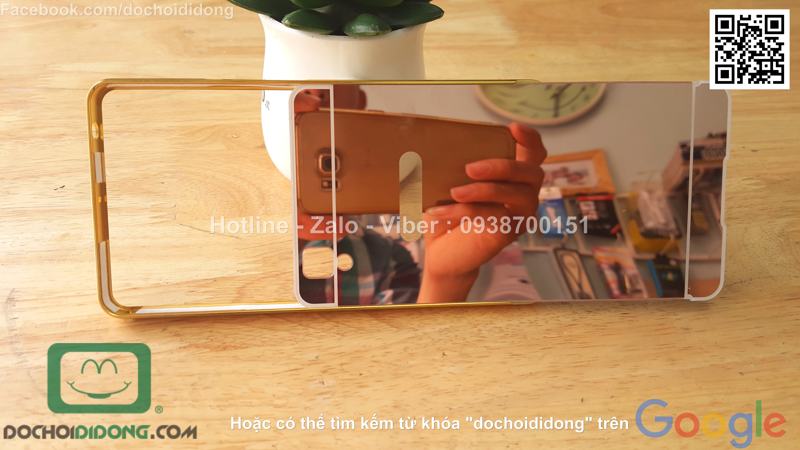 Ốp lưng OPPO R7S viền nhôm lưng tráng gương