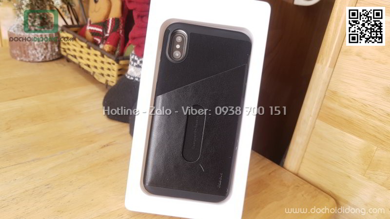 Ốp lưng iPhone X XS Baseus lưng vải nhét card