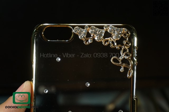 Ốp lưng iPhone 6 Plus viền xi đính đá