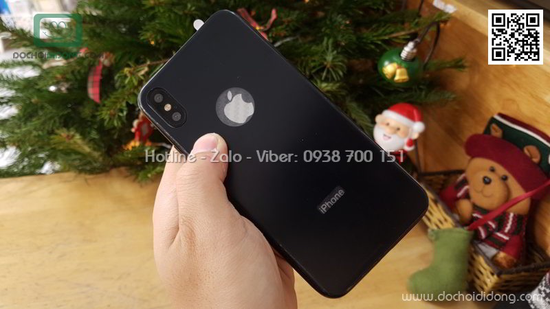 Miếng dán cường lực dẻo full mặt lưng iPhone X hở táo