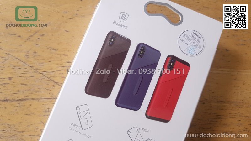 Ốp lưng iPhone X XS Baseus lưng vải nhét card