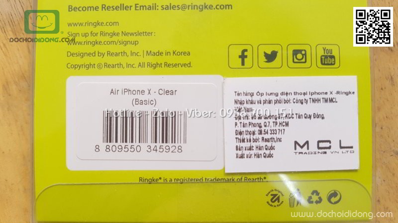 Ốp lưng iPhone X XS Ringke Air