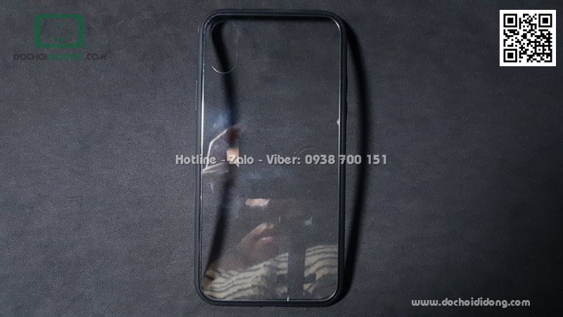 Ốp lưng iPhone X Sulada lưng kính trong viền màu