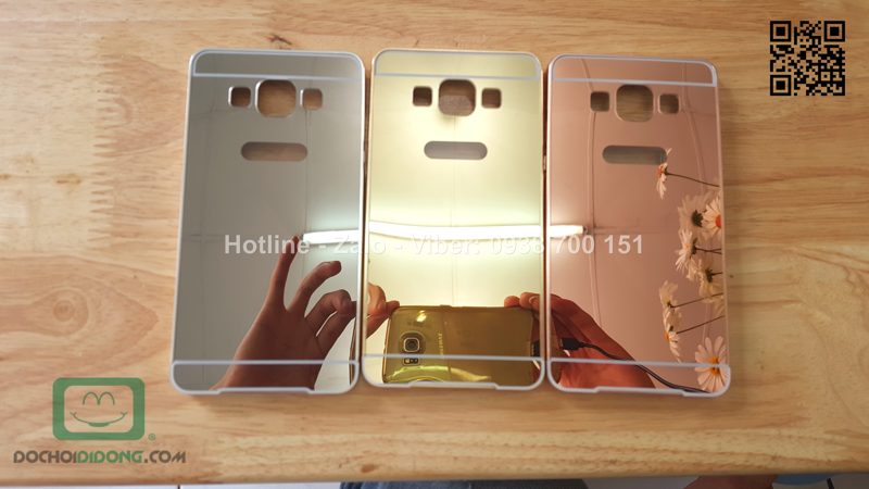 Ốp lưng Samsung Galaxy A5 viền nhôm lưng tráng gương