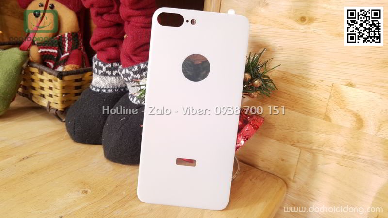 Miếng dán cường lực dẻo full mặt lưng iPhone 8 Plus hở táo