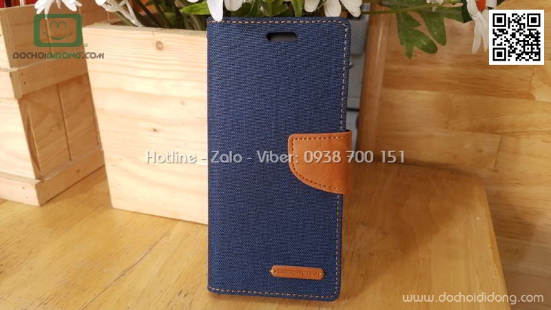 Bao da Samsung S8 Mercury Canvas Diary vân vải nhét card