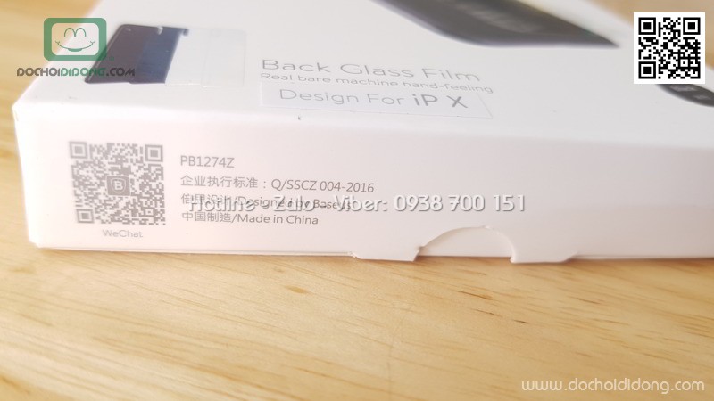 Miếng dán cường lực mặt lưng iPhone X Baseus