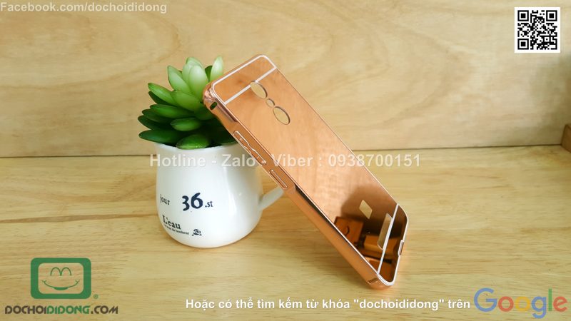 Ốp lưng Xiaomi Redmi Note 3 viền nhôm lưng tráng gương