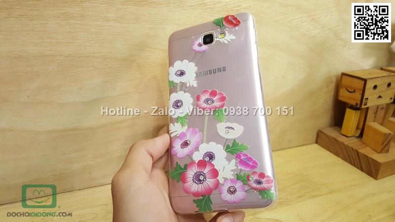 Ốp lưng Samsung Galaxy J7 Prime đính đá hình hoa