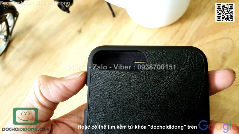 Bao da iPhone 8 Plus Nillkin Qin vân sần