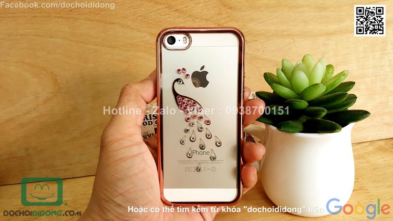 Ốp lưng iPhone 5 5s SE đính đá hình con công