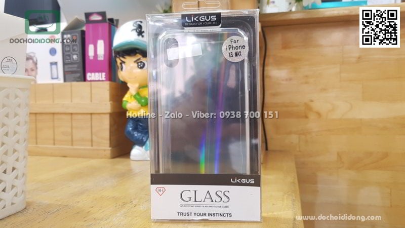 Ốp lưng iPhone XS Max Likgus Aurora lưng kính đổi màu