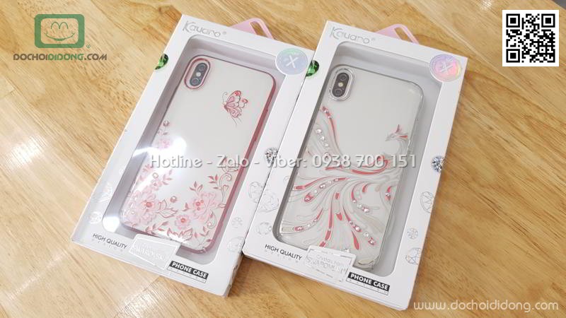 Ốp lưng iPhone X XS Kavaro trong viền màu đính đá