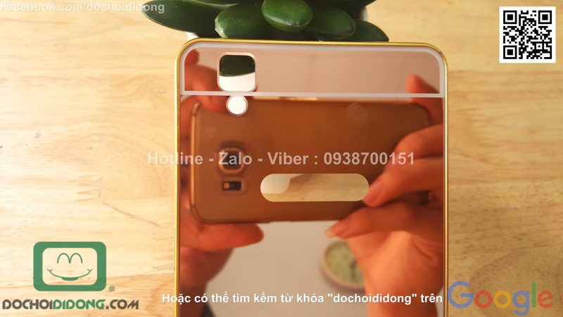 Ốp lưng OPPO R7S viền nhôm lưng tráng gương