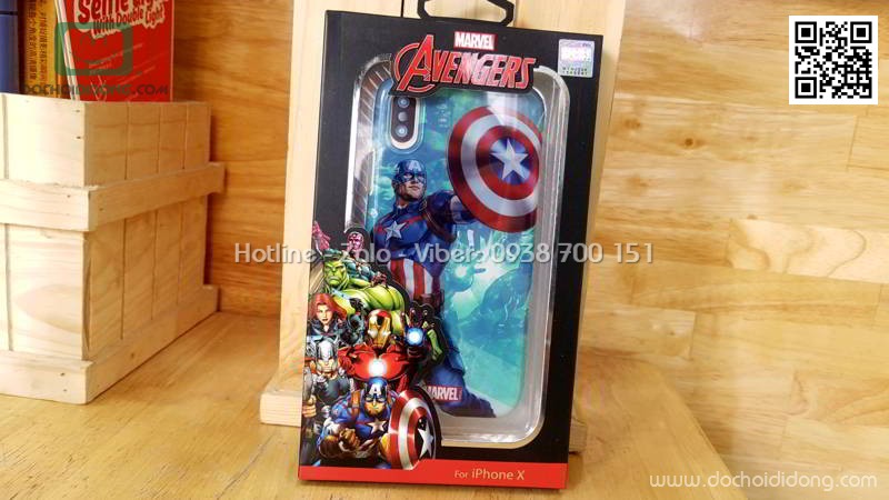 Ốp lưng iPhone X XS Marvel Avengers in 3D 2 lớp