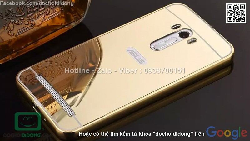 Ốp lưng Asus Zenfone Selfie ZD551KL viền nhôm lưng tráng gương