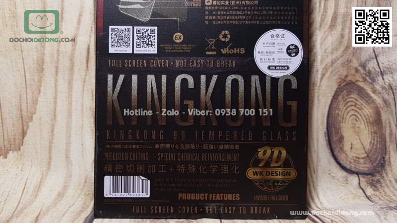 Dán cường lực iPhone X XS KingKong hộp sắt chính hãng