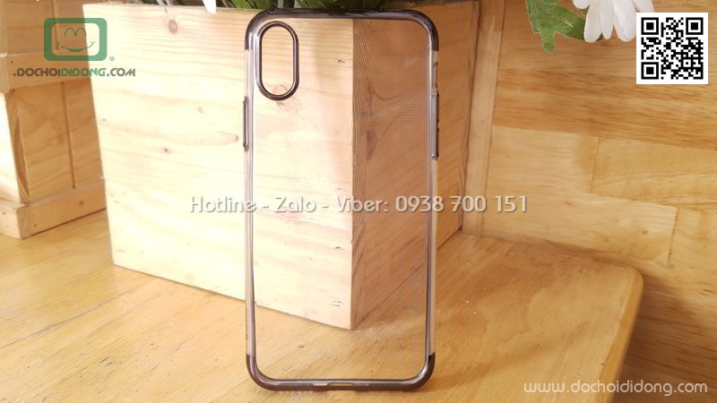 Ốp lưng iPhone X XS Baseus Shining dẻo trong viền màu