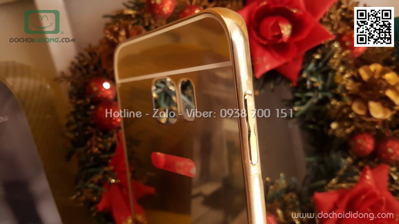 Ốp lưng Samsung S6 Edge Plus viền nhôm lưng tráng gương