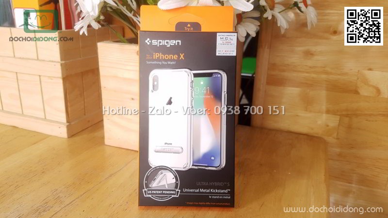 Ốp lưng iPhone X XS Spigen Ultra Hybrid có chống lưng