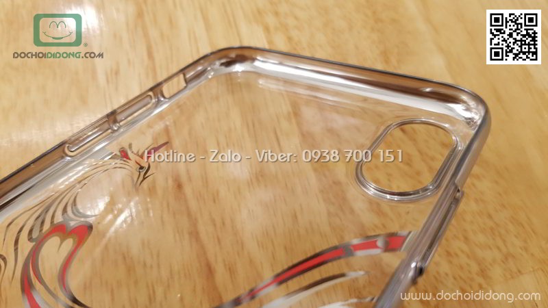 Ốp lưng iPhone X Kavaro trong viền màu đính đá